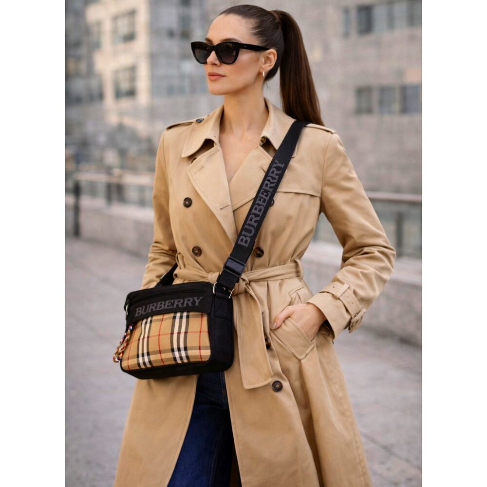 Burberry Black & Beige Vintage Check Shoulder Crossbody